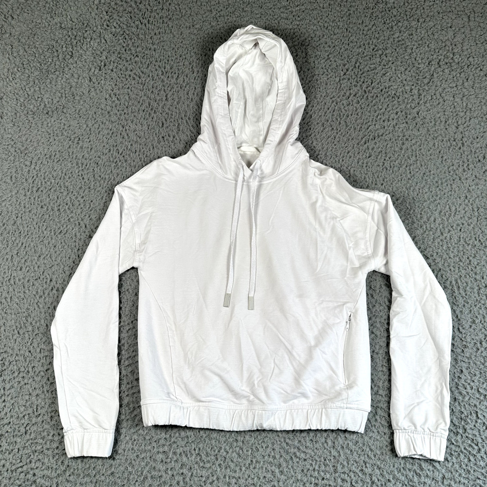 Lululemon Sweatshirt Womens 4 White Hooded Pullover Elastic Hem Crossover Design